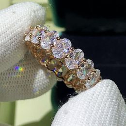 Size 6-10 Handmade Fashion Jewellery 925 Sterling Silver Oval Cut White Topaz CZ Diamond Gemstones Women Engagement Wedding Band Rin304j
