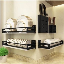 Dish Racks Bowl Plate Drying Rack Kitchen Organiser Wall-mounted Dish Punch-free Storage Shelf Drain Chopsticks Spoon Tableware Holder 231124