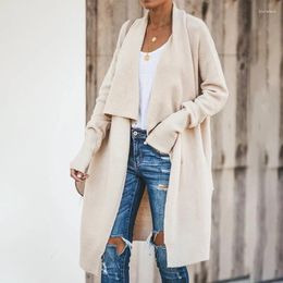 Women's Knits Bohemian Long Sweater Cardigan Women Knitwear Turn-Down Collar Winter Coat Female Oversized Cardigans Autumn