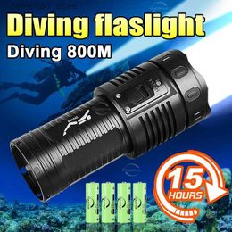 Torches 8800LM Newest Professional Diving Flashlight 5*T40 Underwater Lamp 800M Powerful LED Flashlight Scuba Diving Lantern Torch Light Q231130