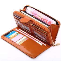 Wallets 11 Colors 2021 Fashion Leather Ladies Wallet Solid Vintage Long Women Purses Big Capacity Phone Clutch Money Bag Card Hold255U