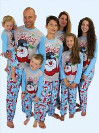 Family Matching Outfits Christmas Dad Mom Daughter Son Sleepwear 2023 Tops Pants Snowman Pajamas Sets 231129