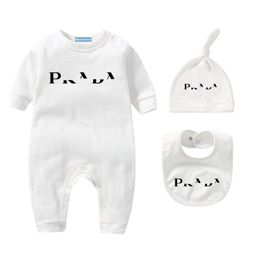 Rompers Newborn Infant Bodysuit Baby Clothing Sets With Cap Bib 100% Cotton Romper Children Onesies Jumpsuits Boy Girl Clothes Esskids Dh1Ap