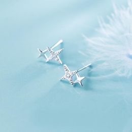 Stud Earrings MloveAcc 925 Real Sterling Silver Women Jewelry Fashion Cute CZ Star Gift For Girls Kids Lady