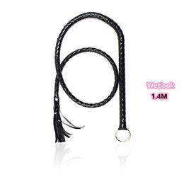 Massage products 1.4m Wetlook Microfiber Leather Long Bdsm Bondage Fetish Whip for Adults Sexy Games Paddle Ponyplay Flogger Sexy Toys for Couples