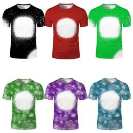 Women's T Shirts Christmas T-shirts Snowflake Printing Sublimation Blank Casual Clothes Style O-Neck Tee Polyester For DIY Print Po