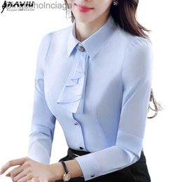 Women's Blouses Shirts Camisas Y Blusas Women Long Sle Shirt Autumn White Purple Bow Tie Chiffon Blouse Work Wear Formal Office TopsL231130