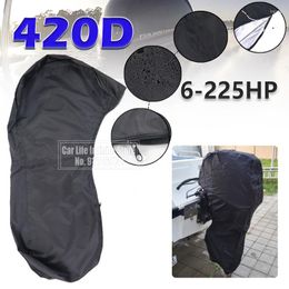 All Terrain Wheels 6-250HP Full Outboard Motor Engine Boat Cover 420D Waterproof Sunshade Anti-scratch Heavy Duty Protector Black