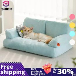 kennels pens Luxury Fur Summertime Pet Cat Nest Sofa Modern Puppy Small Animal Kitten Dog Bed Couch Cushion Bedding Indoor Kennel House 231124