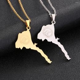 Pendant Necklaces Fashion Jewellery Eritrea Map Flag Ladies Stainless Steel Gold Plated Necklace For Women