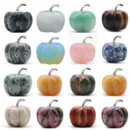 Pendant Necklaces 30MM Carved Gemstone Pumpkins Crafts For Home Living Room Bedroom Decoration Gifts Polished Statue Figurines