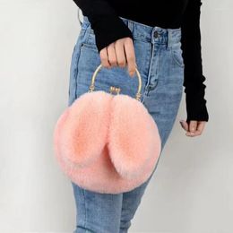 Evening Bags Fashion Crossbody Faux Fur Small Tote Women Handbags Chain Luxury Ears Shoulder Warm Plush Female Winter Purse