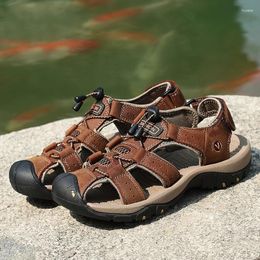 Slippers 2023 Genuine Leather Men Shoes Summer Large Size Sandals Fashion
