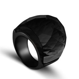 ZMZY Fashion Black Large Rings for Women Wedding Jewelry Big Crystal Stone Ring 316L Stainless Steel Anillos 210701267Y