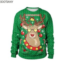 Men's Sweaters Men Women Reindeer Ugly Christmas Sweaters Jumpers Tops 3D Funny Printed Xmas Sweatshirt Pullover Autumn Winter Festive Clothing 231130