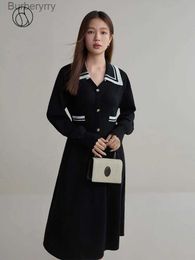 Basic Casual Dresses DUSHU Fake Two-piece Lady Comter Dress for Women Winter Chic Style Wool Blended Temperament Little Black Dress FeL231130