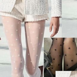 Maternity Bottoms 2023 Fashion Luxury Bot Y Tight Stockings Legging Pantyhose Woman Letter Printed Flocking Stocking Anti-Hook Silk Bo Dhjgb