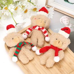 Wholesale Christmas plush teddy bear scarf flower shop holding bouquet gift box with hand gift cake decoration couple cartoon bear