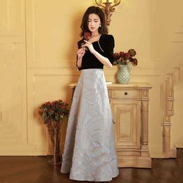 Party Dresses Gaoding Black Veet Evening Dresses for Women's 2023 Annual Conference High End Choral Conduction High End Sense Large Size Luxury