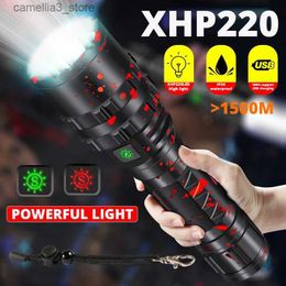 Torches 800000LM High Power XHP220 LED Flashlight Tactical Military Torch XHP120 USB Rechargeable Lanterna Waterproof Self Defence Lamp Q231130