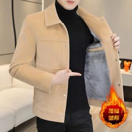 Men's Wool Blends Winter Wool Blends Jacket Plush Velvet and Short Thicken Trench Coat Casual Business Woolen Overcoat Social Men Clothing 231130