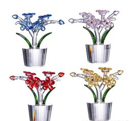 Novelty Items Chinese Simple Vintage Style Mini Crystal Crafts Desktop Office Ornaments Simulation Orchids Five Flowers 231129