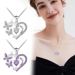 Chains Butterfly Rhinestones Women Necklace Love Heart Pendant Gift Dainty Charm Necklaces