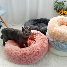 Cat Beds Furniture Long Plush Bed House Soft Round Winter Pet Dog Cushion Mats For Small Dogs Cats Nest Warm Puppy Kennel 50/60/70cmvaiduryd