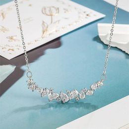 Chains 925 Sterling Silver Ladies Crystal Pendant Necklace Collarbone Girls Excellent Jewellery Wedding Party Christmas G