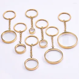 Keychains 5Pcs/Lot Inner Size10-40mm Round Memory Coin Holder Locket Pendant Keychain Stainless Steel Floating Relicario Keyring Jewelry