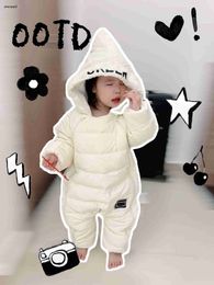 Luxury toddler jumpsuits Plush lining new born baby clothes Size 3-24 M Winter warmth preservation Down infant bodysuit Nov25