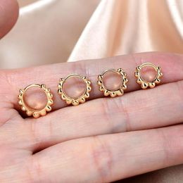 Hoop Earrings 2PC 6/7/8/9mm Tiny Beaded For Women Punk Party Jewellery Trendy Gold/ Silver Colour Metal Huggie Pendientes