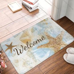 Carpets Coastal Starfish Print Welcome Door Mat Carpet Bathroom Entrance Doormat Home Decorative Anti-slip Kitchen Rug