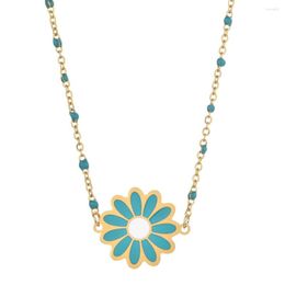 Choker ZMZY Enamel Flower Pendant Women Bohemian Daisy Colourful Beads Chain Charm Statement Collar Necklace Female Jewellery