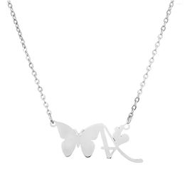 Chains Pearl Necklaces For Women Trendy Necklace Womens Stainless Steel Butterfly Initial Elegant Letter Neckles