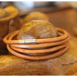Charm Bracelets Multi-layer Winding Leather Rope Bracelet Retro 4mm Handmade DIY Buckle Men And Women Simple Wristband