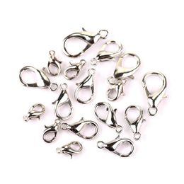 400Pcs 10 12 14 16mm Silver Plated Alloy Lobster Clasp Hooks Fashion Jewellery Findings For DIY Bracelet Chain Necklace252K