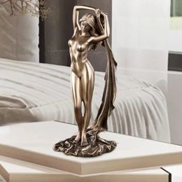 Decorative Objects Figurines Sexy Lady Figure Resin Goddess Statue Art Female Sculpture Table Ornaments Living Room Dining Desk Aesthetic Gifts 231130