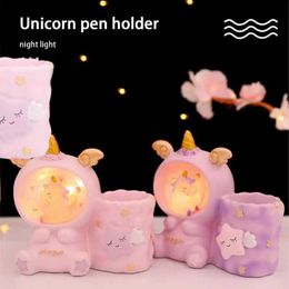 Book Lights Desk Lamp with Pen Holder Decorative Cute Pen Organizer with Soft Light Resin Desk Reading Night Lamp for Kids room Bedroom YQ231130