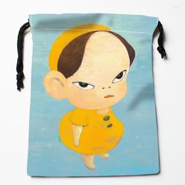 Storage Bags Arrival Art Nara Yoshitomo Drawstring Print 18X22CM Soft Satin Fabric Resuable Clothes Bag Shoes