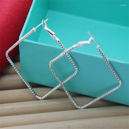 Hoop Earrings Charms Silver Plated For Women Big Lady Exquisite Luxury Hook Wedding Fashion Classic Jewellery