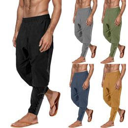 Men's Pants Mens Four Seasons Wear Casual Retro Style Solid Colour Mediaeval Lace Up