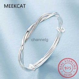 Chain 925 Sterling Solid Silver Bracelet Fashion Personality Simple Twist Bangles For Women Wedding Engagement Jewellery Party Gift YQ231130