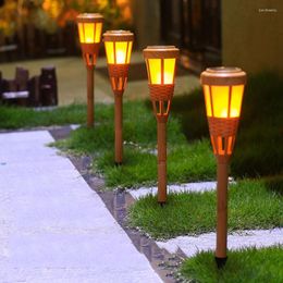 Solar Flickering Flame Torch Lights Outdoor Waterproof Pathway Landscape Spotlight For Garden Decor