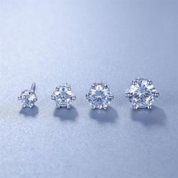 100% 925 Sterling Silver clear Cubic Zirconia Stud Earrings for Children Girls Kids Baby Jewellery s925 silver men women jewelry282p