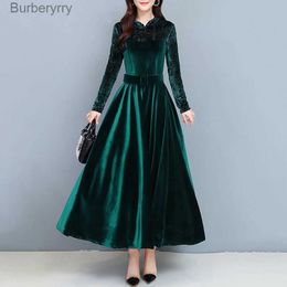 Basic Casual Dresses High Quality Fashion Vintage Velvet Dress Winter Dresses Women Long Sle ning Party Dress For Middle Age Mom VestidosL231130