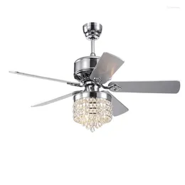 52-Inch 5- Chrome Lighted Ceiling Fans With Crystal Shade (Remote Controlled)