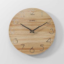 Nordic Simple Wooden 3D Wall Clock Modern Design for Living Room Wall Art Decor Kitchen Wood Hanging Clock Wall Watch Home Decor H190e