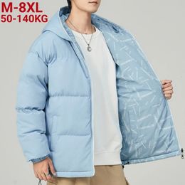 Men s Jackets 2023 Winter Parkas Thick Warm Casual Reversible Jacket Full Zip Hooded Windbreaker Padding Thermal Coat Plus Size 8xl 231129