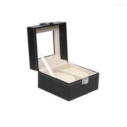 Jewelry Pouches 2 Grid Professional Handmade European Style Wood PU Leather Watch Box Storage Organier Luxury Ring Display